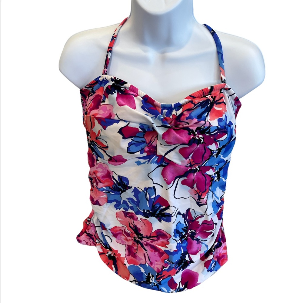Croft & Barrow floral cup lined tankini top - Picture 2 of 5